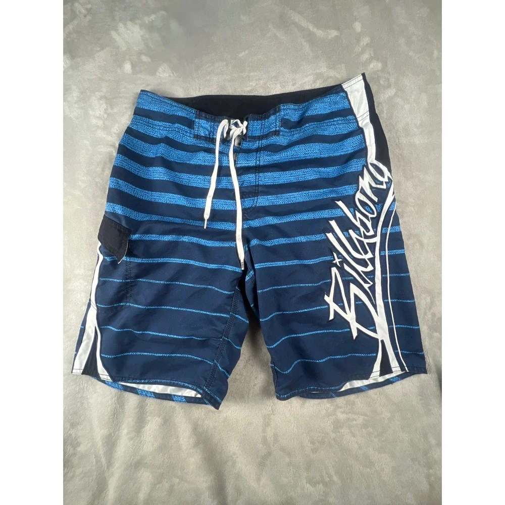 Vintage billabong Mens Blue Striped Board Shorts Size 34 Swim Trunks M122QOCC